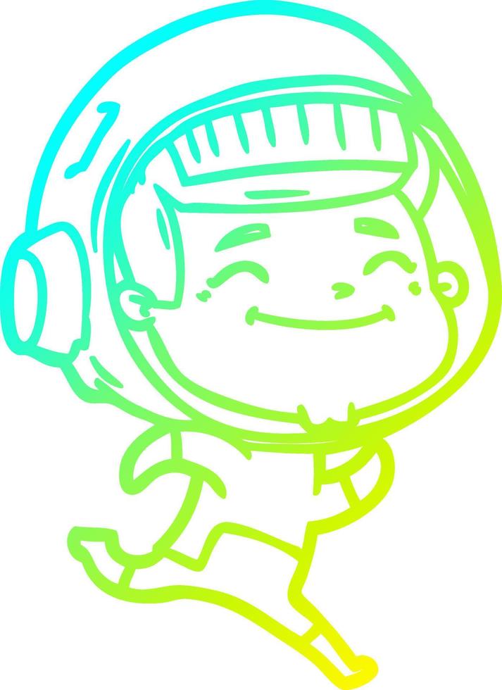 cold gradient line drawing happy cartoon astronaut vector