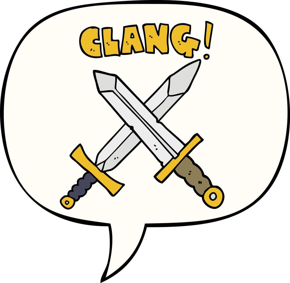 cartoon sword fight and speech bubble vector