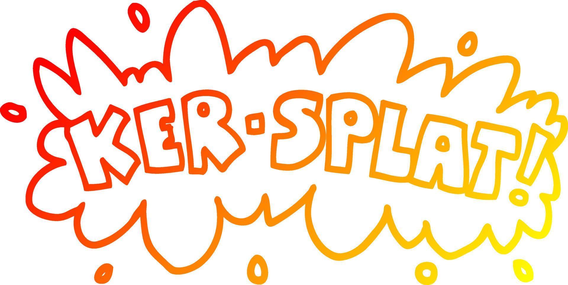 warm gradient line drawing cartoon words ker splat vector