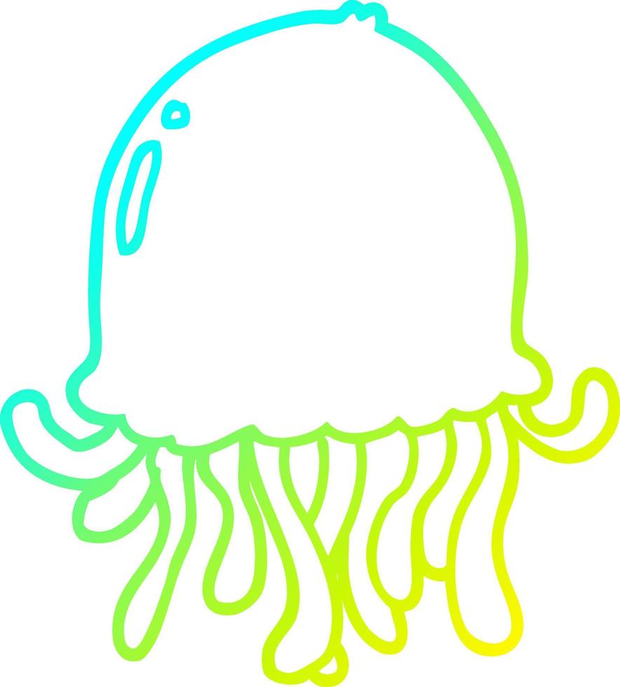 cold gradient line drawing cartoon jellyfish vector