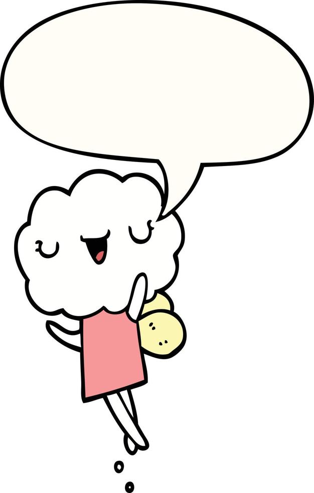 cute cartoon cloud head creature and speech bubble vector
