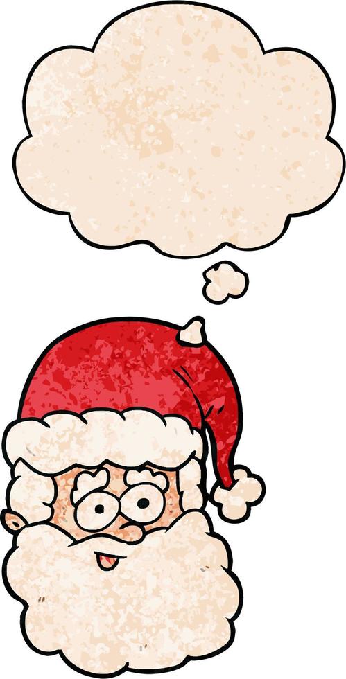 cartoon santa claus and thought bubble in grunge texture pattern style vector