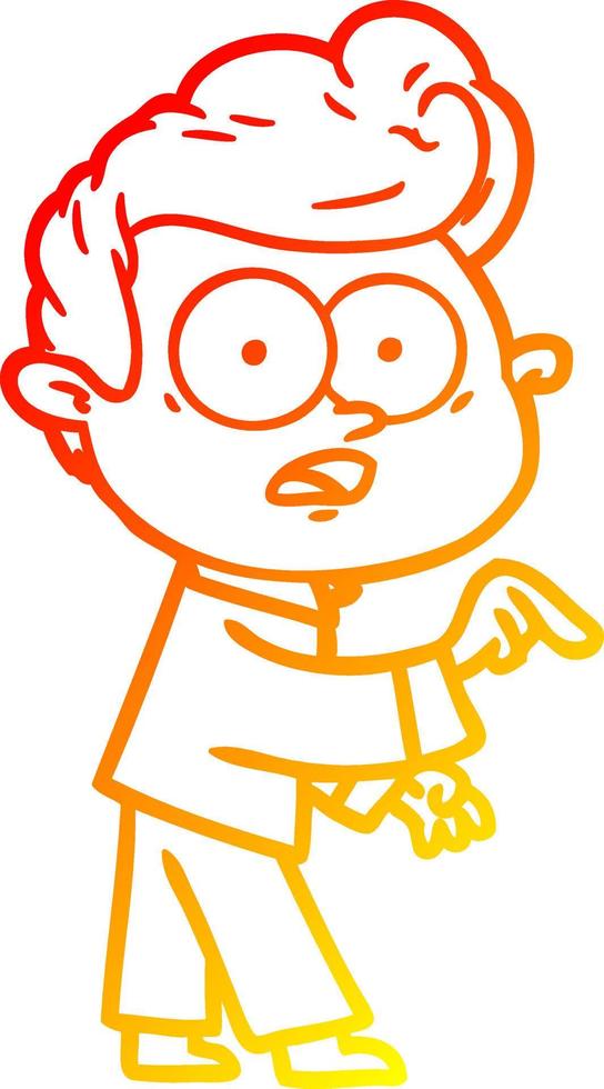 warm gradient line drawing cartoon staring man vector