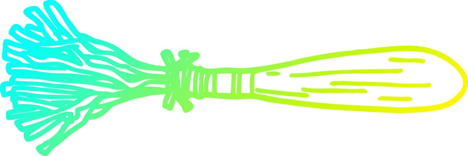 cold gradient line drawing cartoon magic broom vector