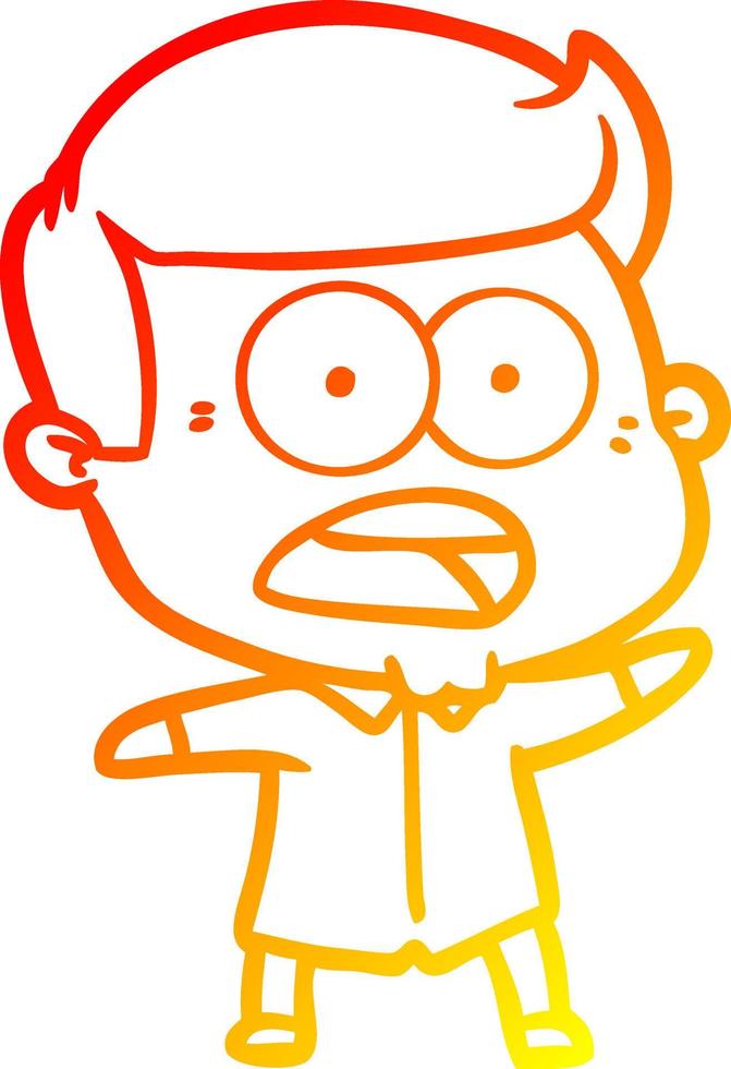 warm gradient line drawing cartoon shocked man vector