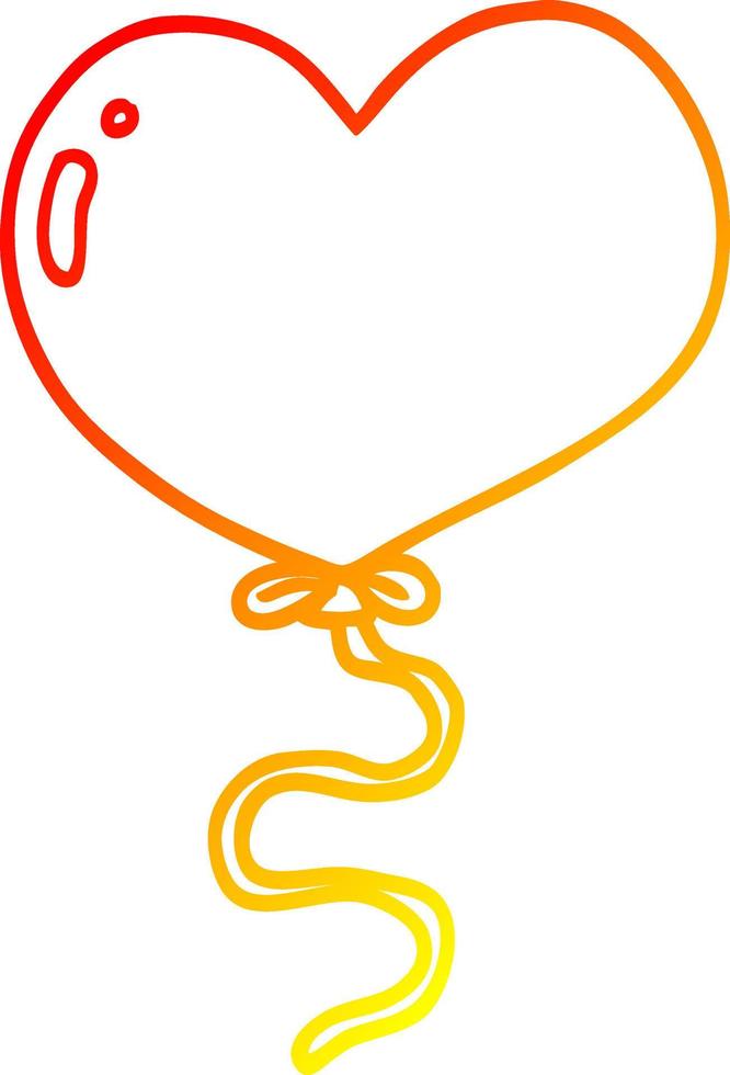 warm gradient line drawing cartoon love heart balloon vector