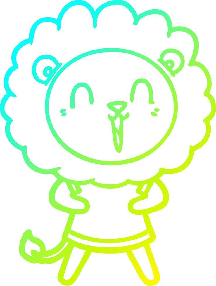 cold gradient line drawing laughing lion cartoon vector