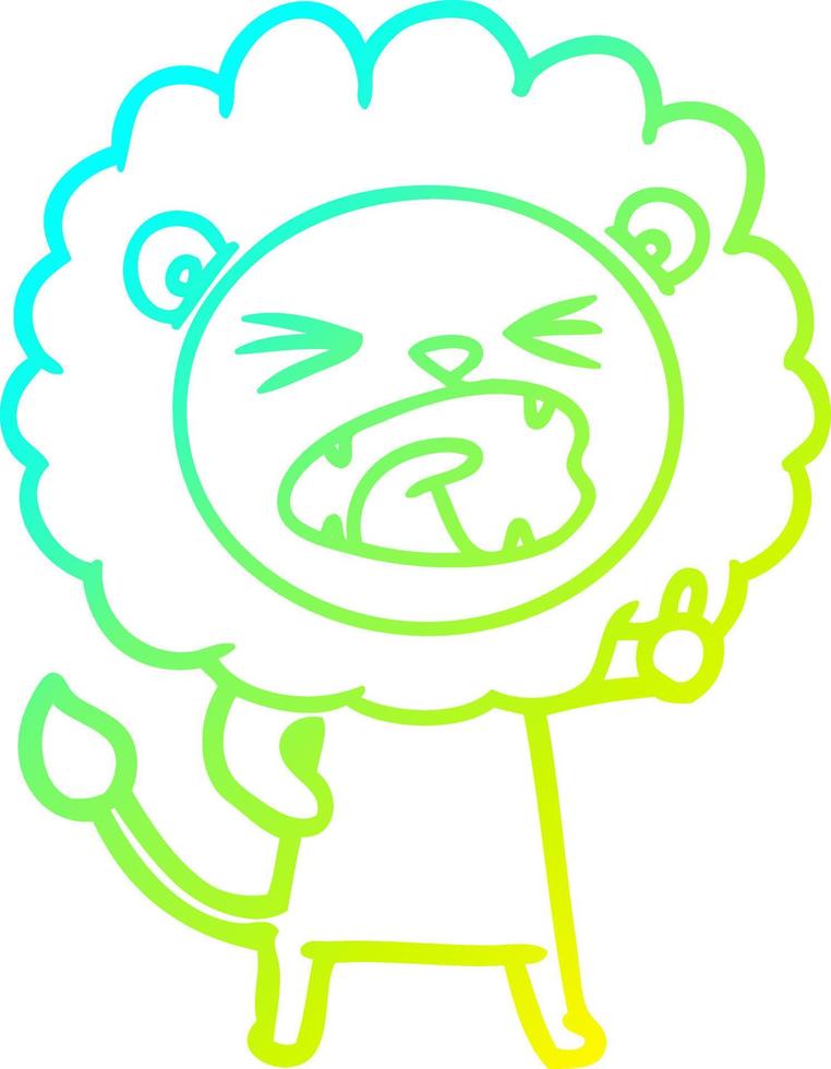cold gradient line drawing cartoon lion vector