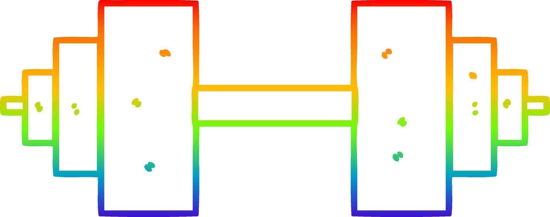 rainbow gradient line drawing cartoon dumbbell vector