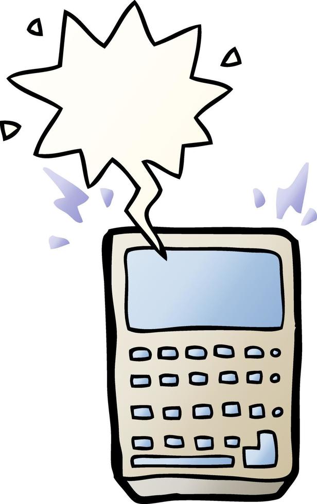 cartoon calculator and speech bubble in smooth gradient style vector