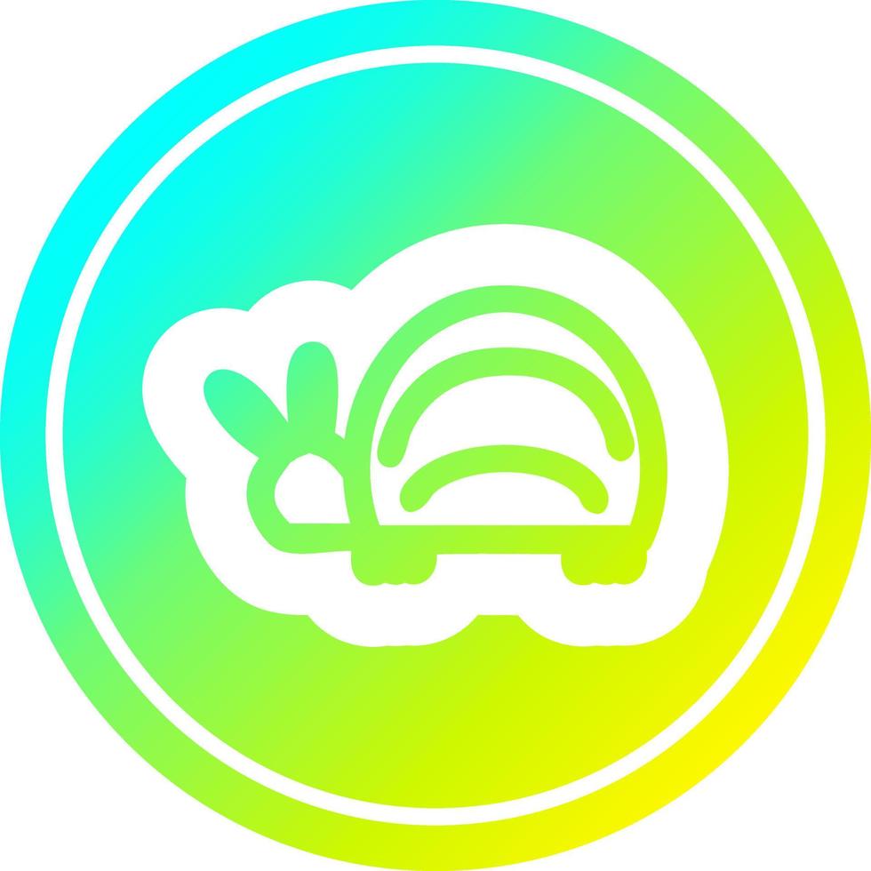 cute beetle circular in cold gradient spectrum vector