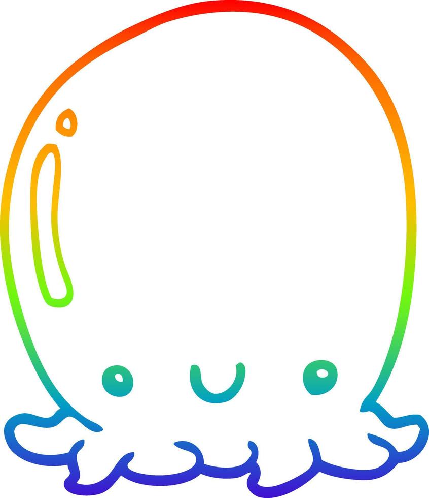 rainbow gradient line drawing cute cartoon octopus vector