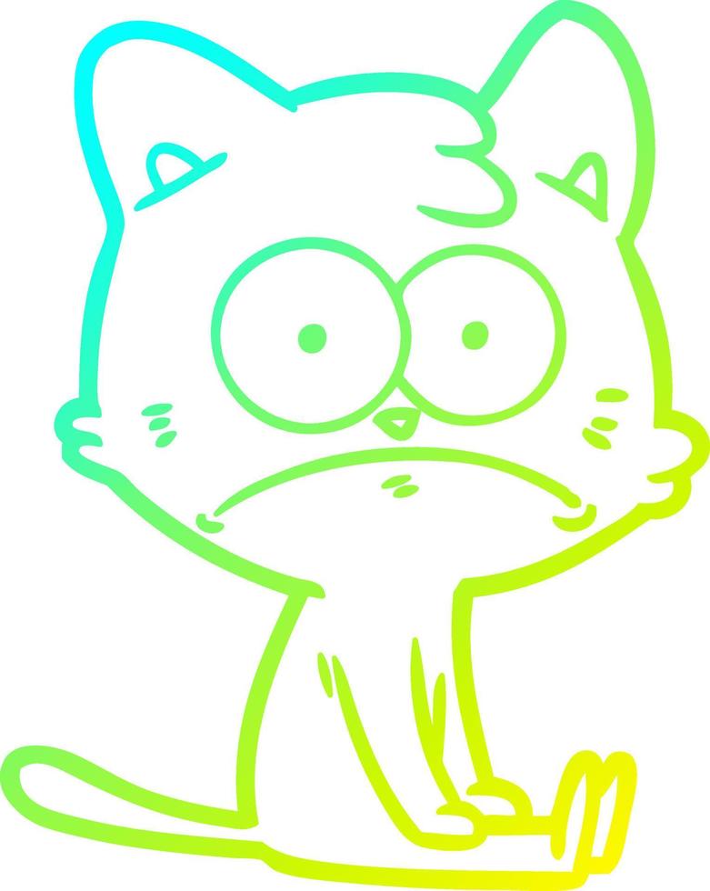 cold gradient line drawing cartoon nervous cat vector