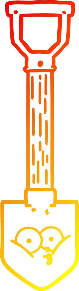 warm gradient line drawing cartoon shovel vector