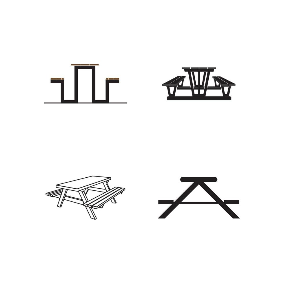 Picnic table icon vector