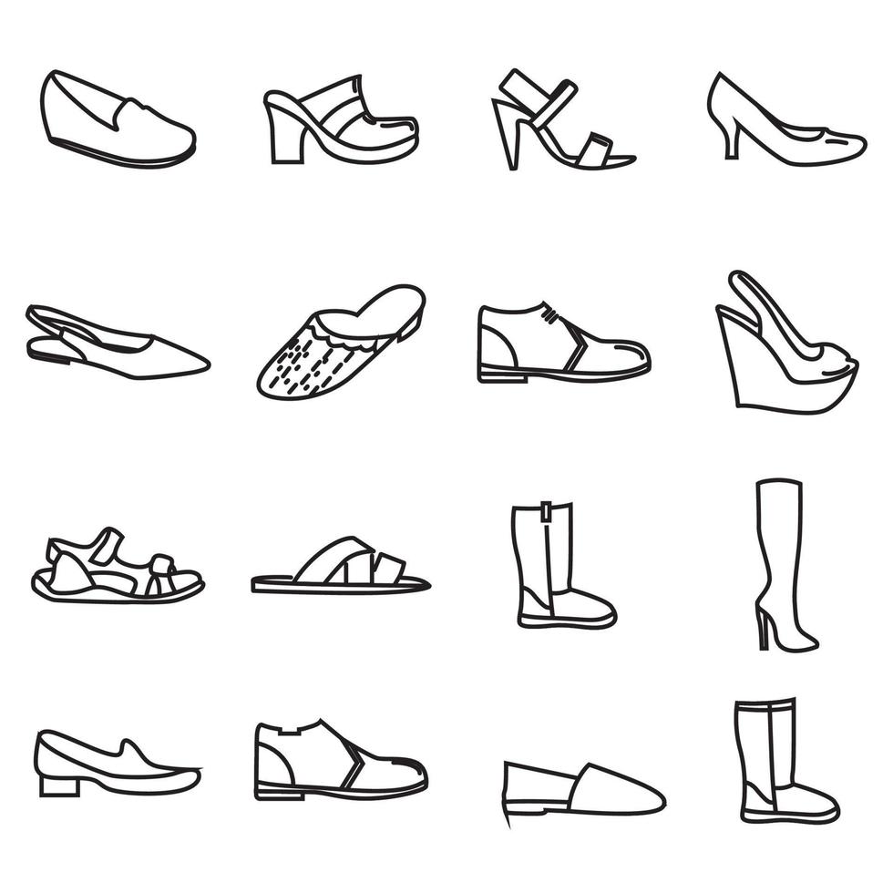 Icon set shoes model editable vector