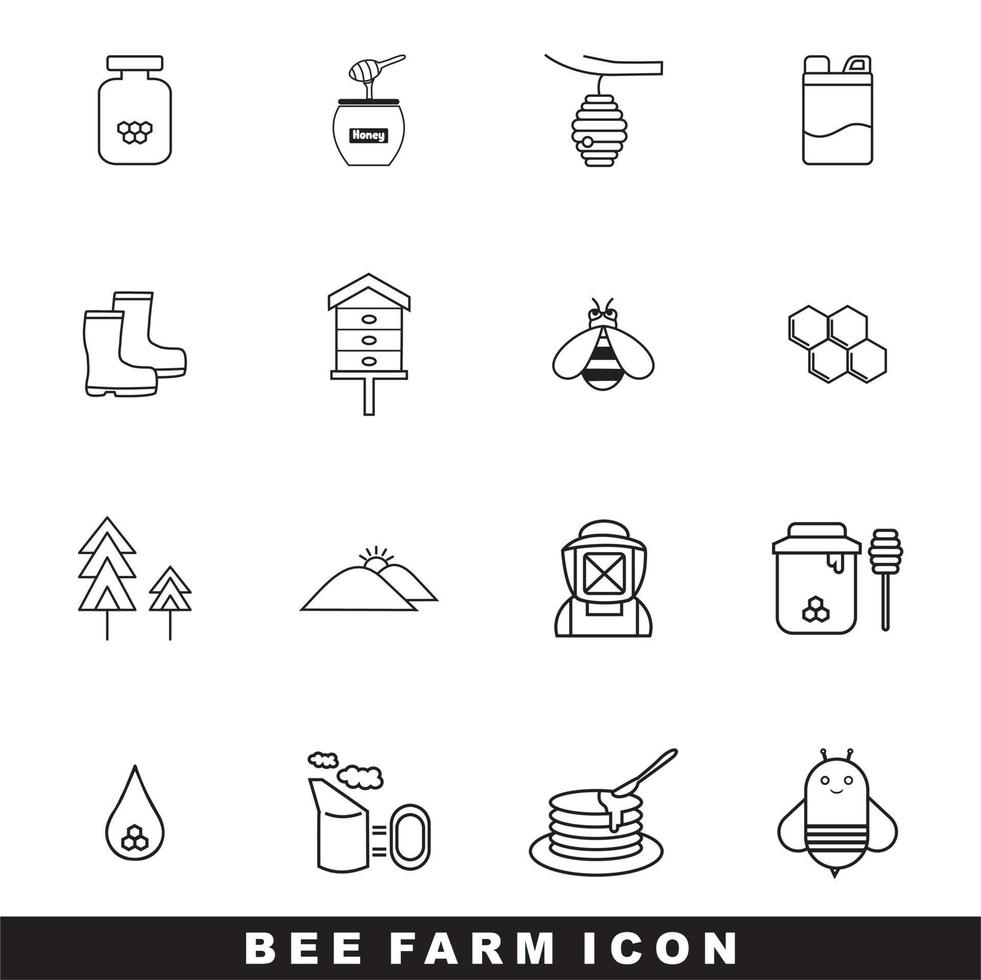 Icon Set Bee and Honey editable vector