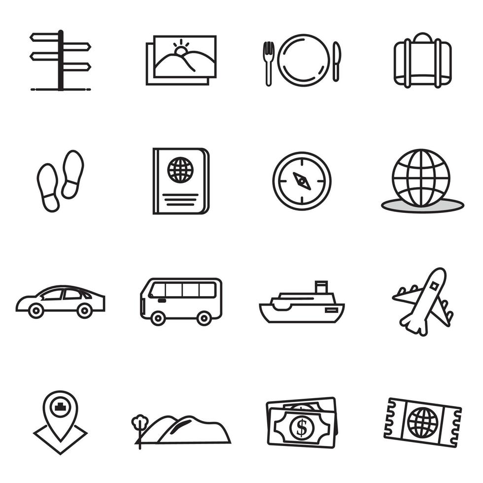 Icon set traveling editable vector