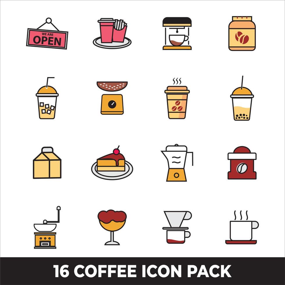 conjunto de iconos cafeteria vector