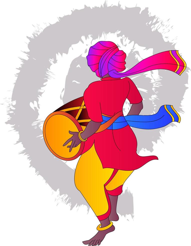 celebration of the Maharashtrian festivals, India. Drummers welcome the new year or lord Ganesha to the Ganesh festival, with dhol and Tasha for welcoming the new year Gudhi Padwa. vector