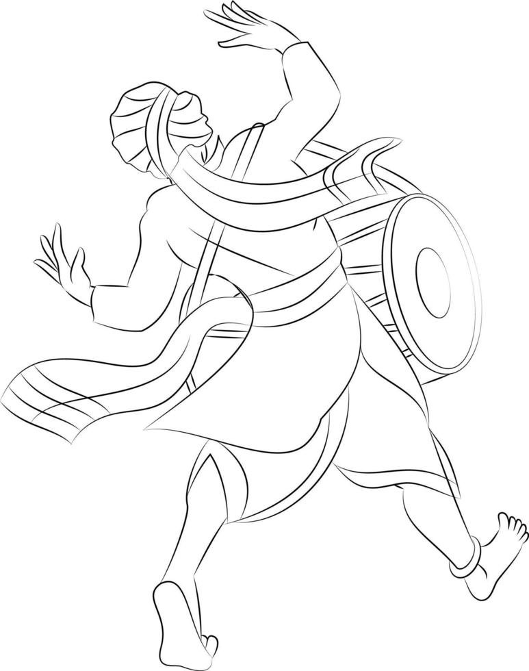 celebration of the Maharashtrian festivals, India. Drummers welcome the new year or lord Ganesha to the Ganesh festival, with dhol and Tasha for welcoming the new year Gudhi Padwa. vector
