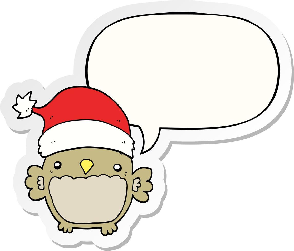 cute christmas owl and speech bubble sticker vector