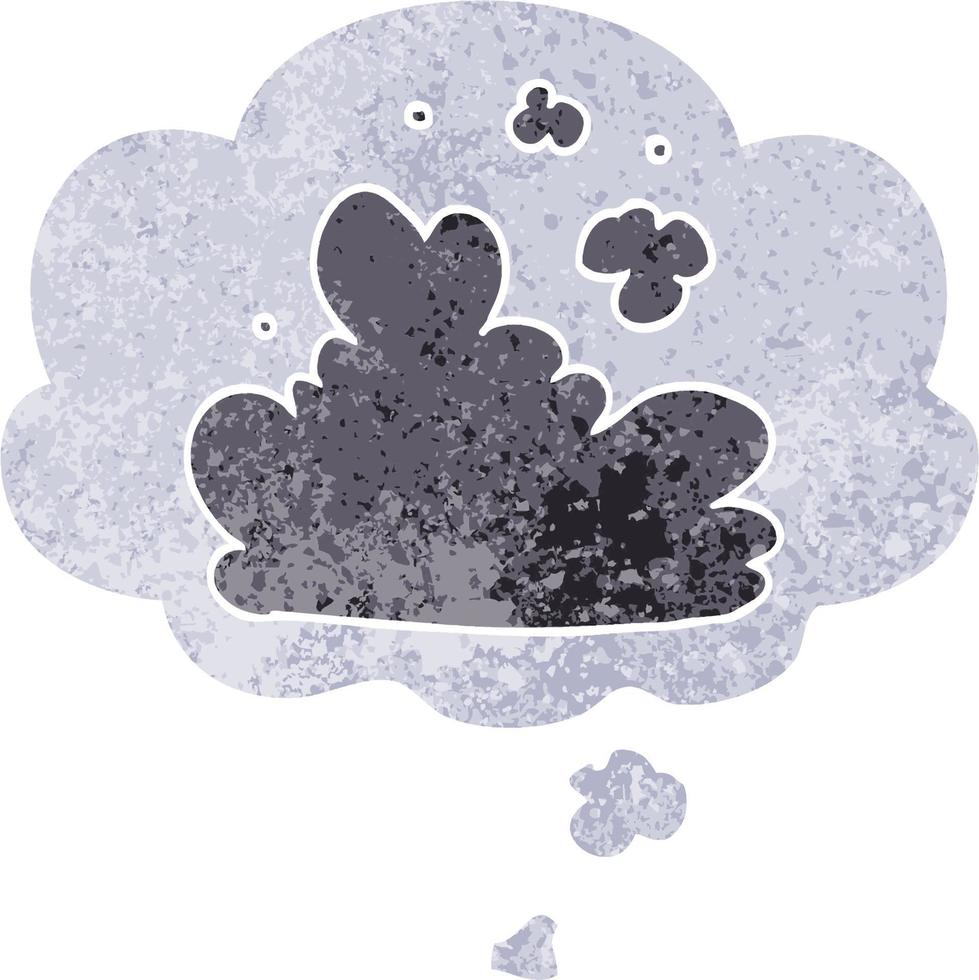 cartoon cloud and thought bubble in retro textured style vector