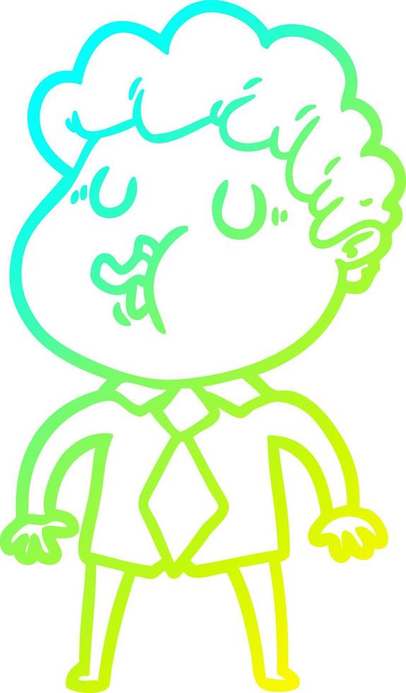 cold gradient line drawing cartoon man singing vector