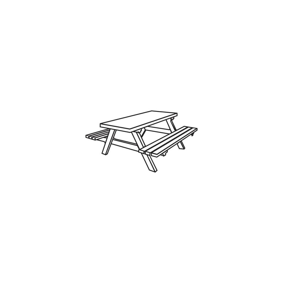 Picnic table icon vector