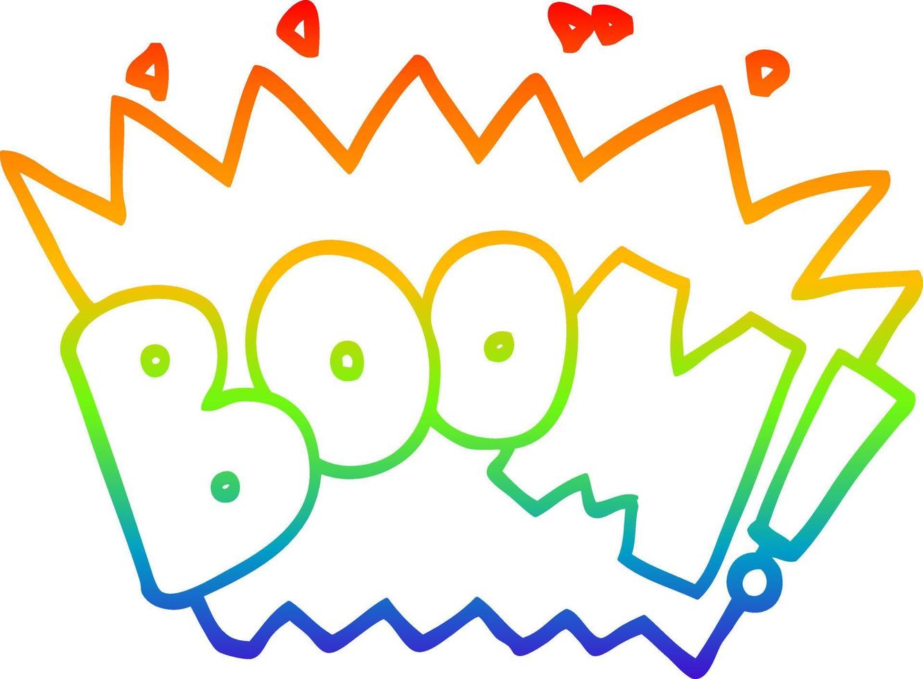 rainbow gradient line drawing cartoon word boom vector