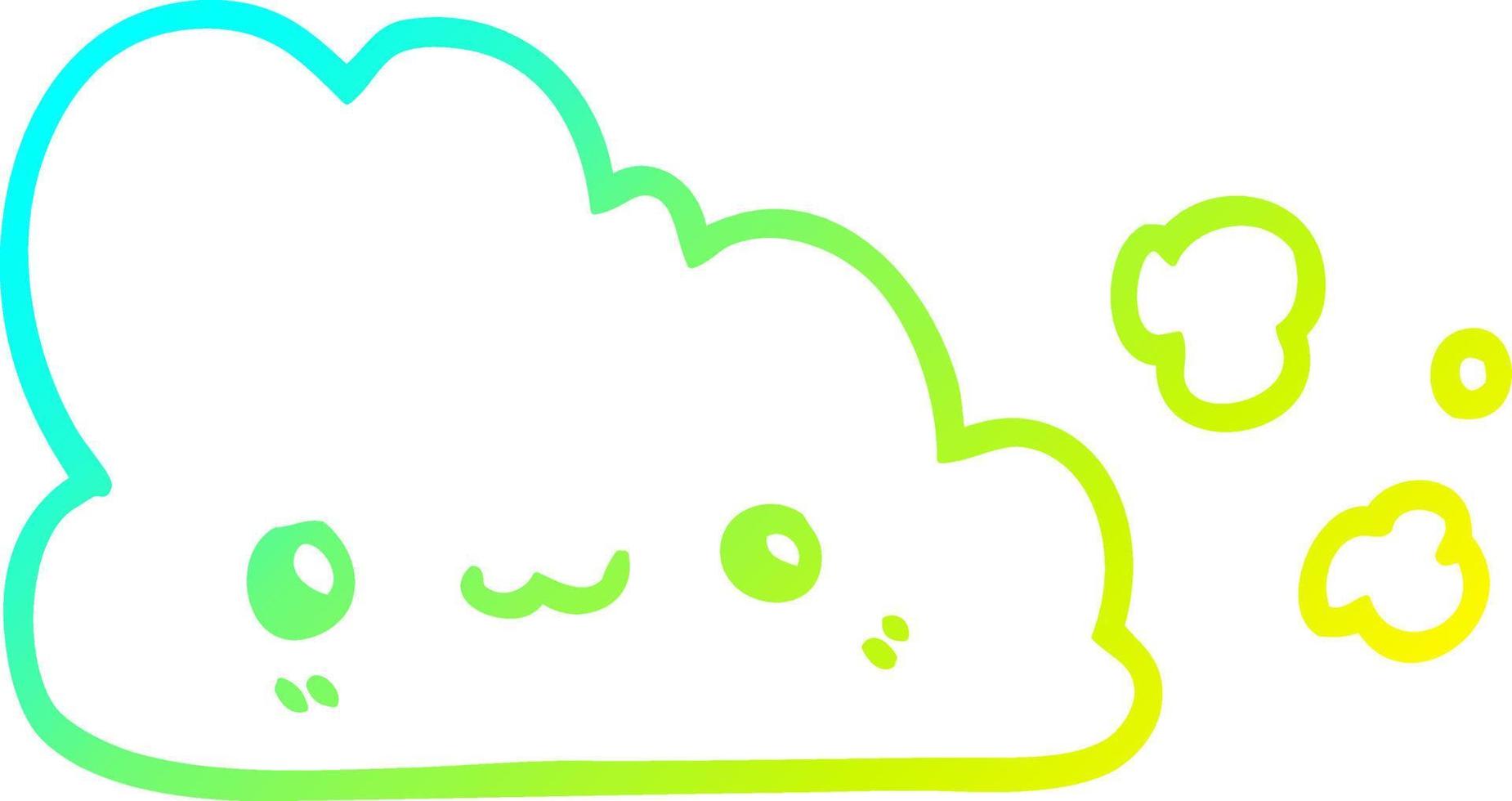 cold gradient line drawing cute cartoon cloud vector