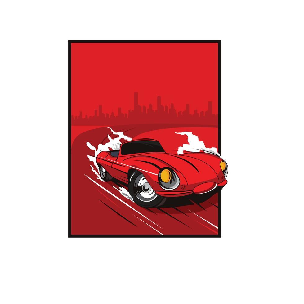 ilustración de dibujos animados de coche rojo vector