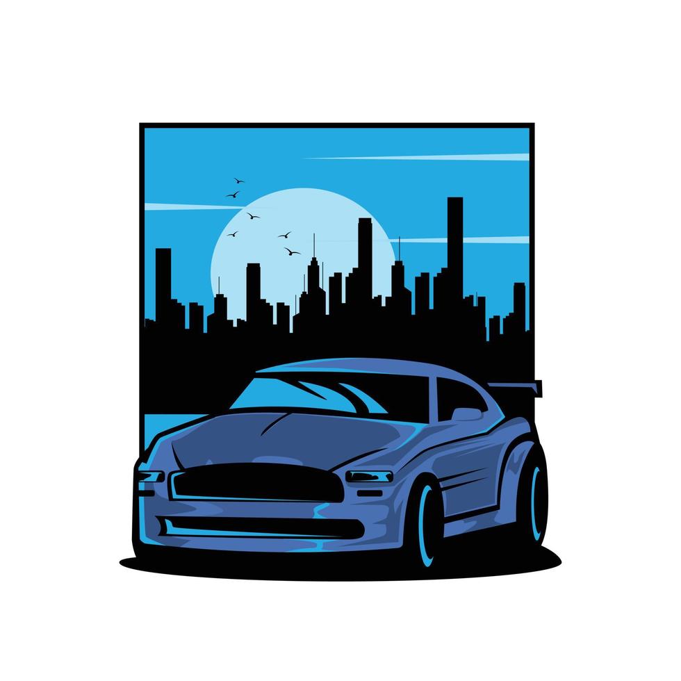 blue car on the city vector