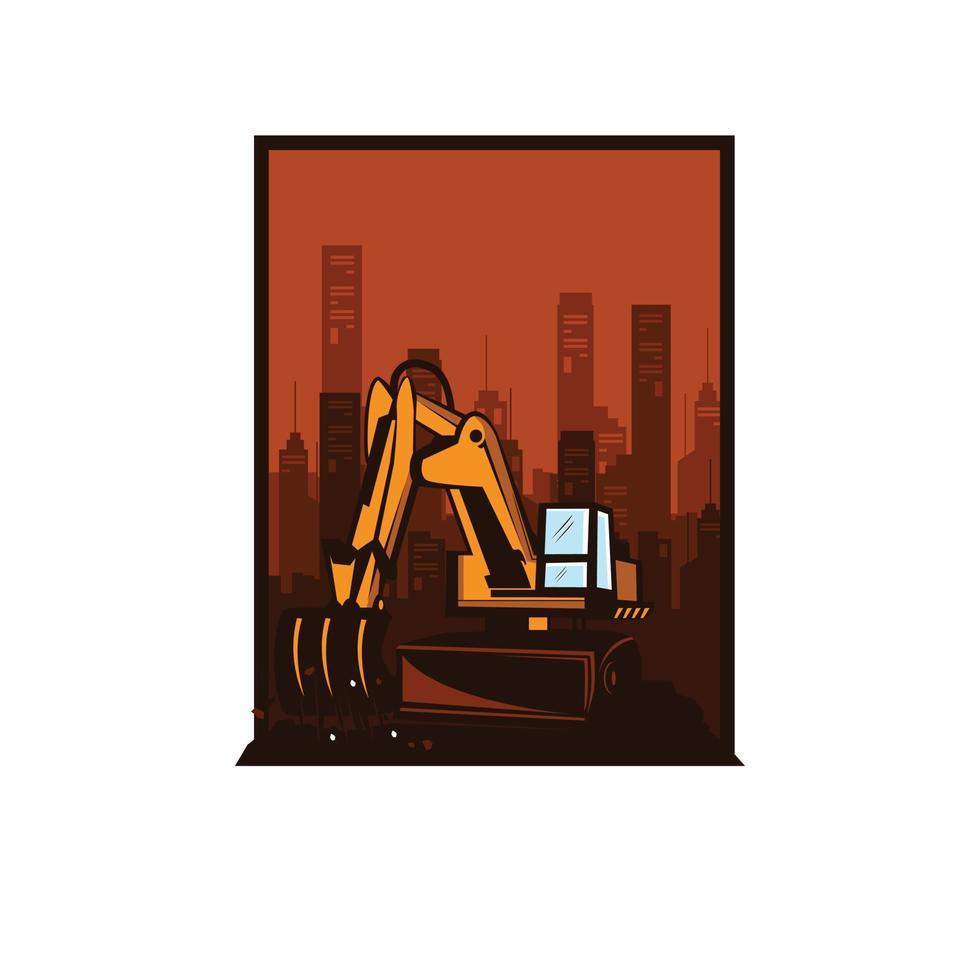 excavator on the city vector