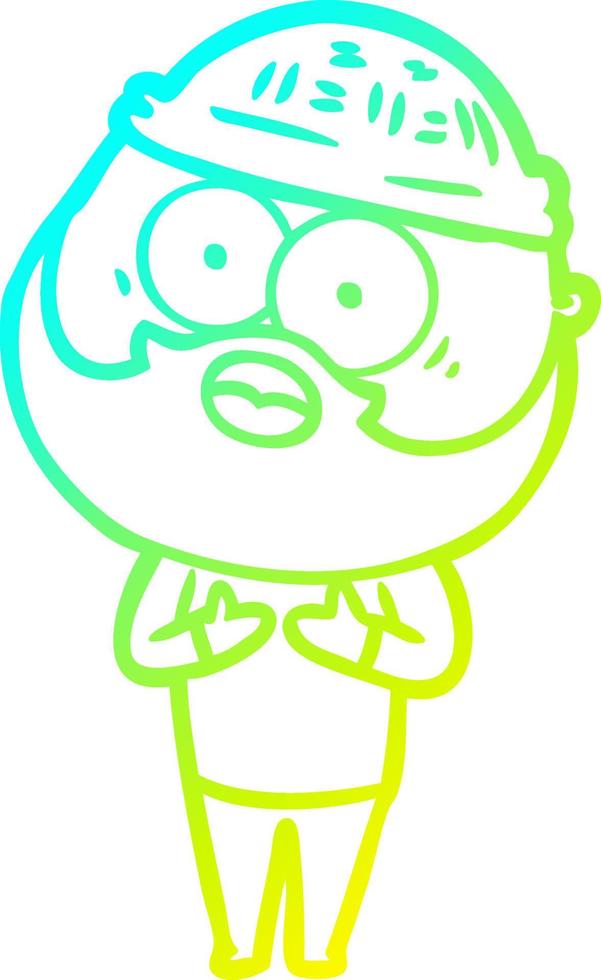 cold gradient line drawing cartoon bearded man vector