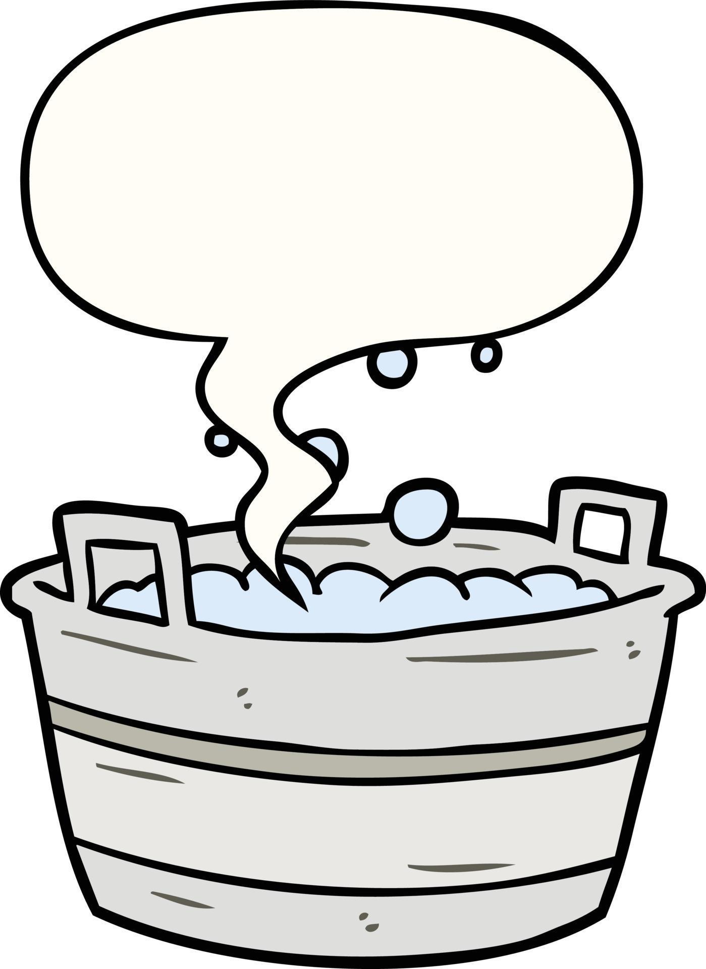 cartoon old tin bath full of water and speech bubble 10060648 Vector