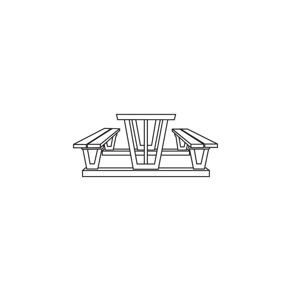 Picnic table icon vector