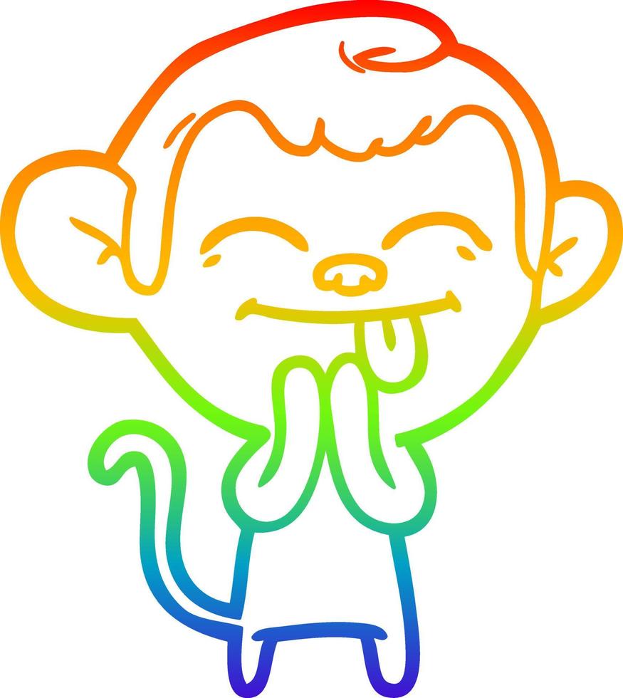 rainbow gradient line drawing funny cartoon monkey vector