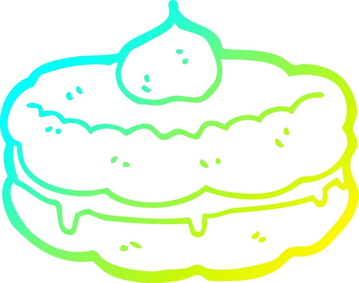 cold gradient line drawing cartoon biscuit vector