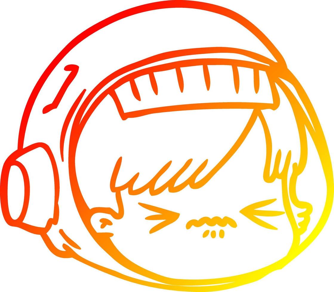 warm gradient line drawing cartoon stressed astronaut face vector