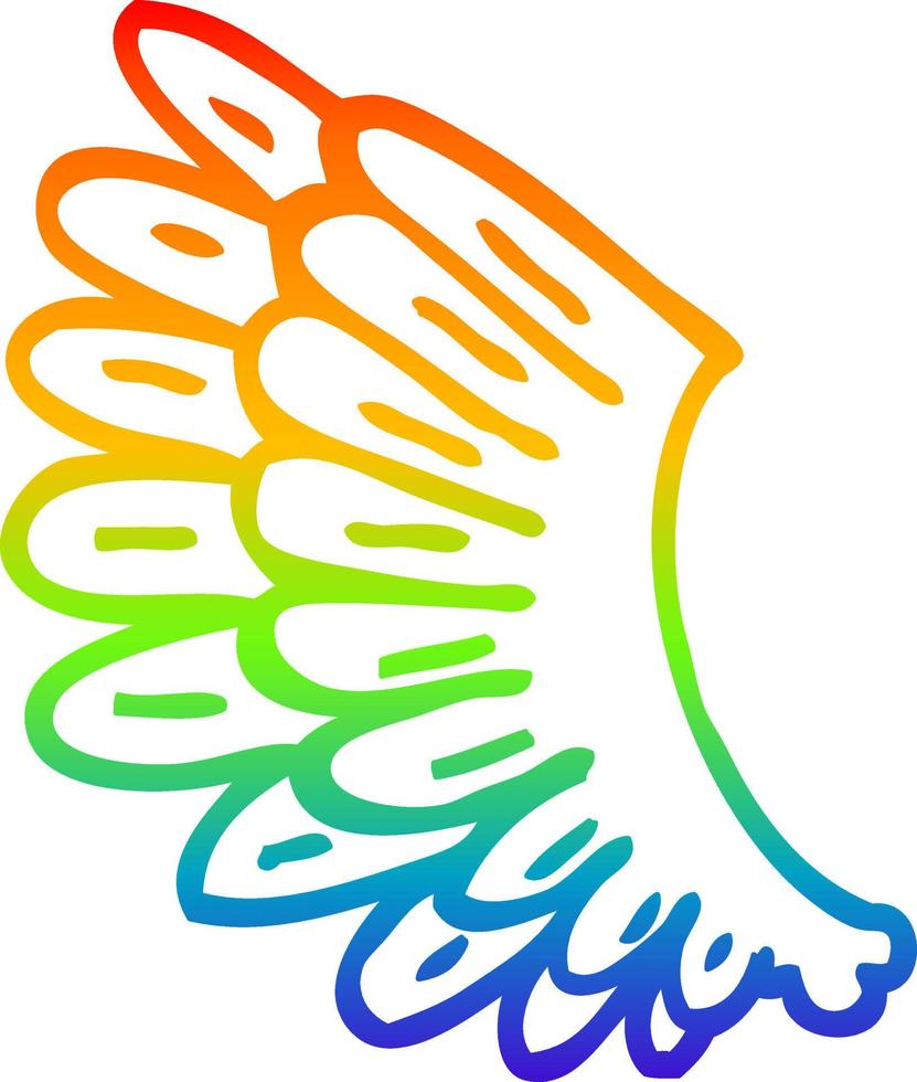 rainbow gradient line drawing cartoon wings vector