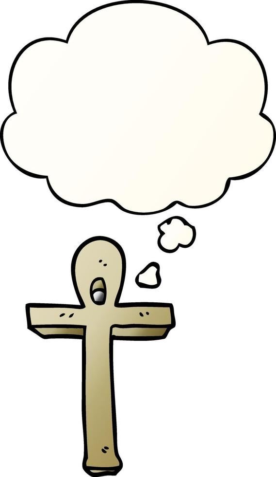 cartoon ankh symbol and thought bubble in smooth gradient style vector