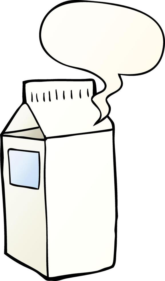 cartoon milk carton and speech bubble in smooth gradient style vector