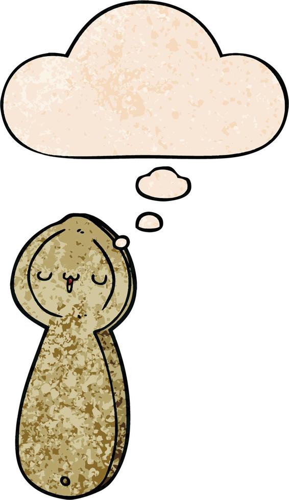 cartoon spoon and thought bubble in grunge texture pattern style vector