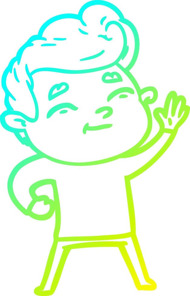 cold gradient line drawing happy cartoon man vector