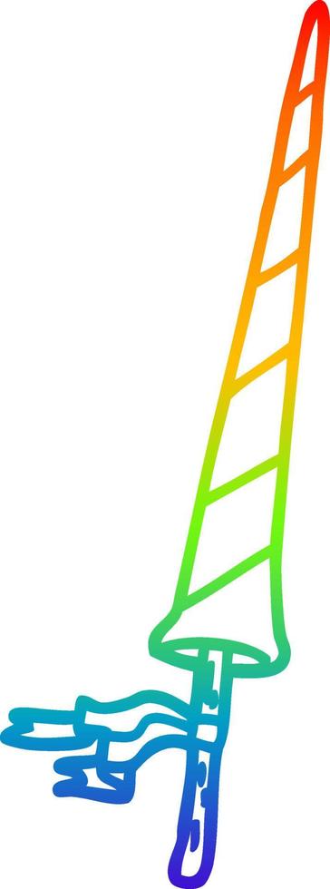rainbow gradient line drawing cartoon knights lance vector