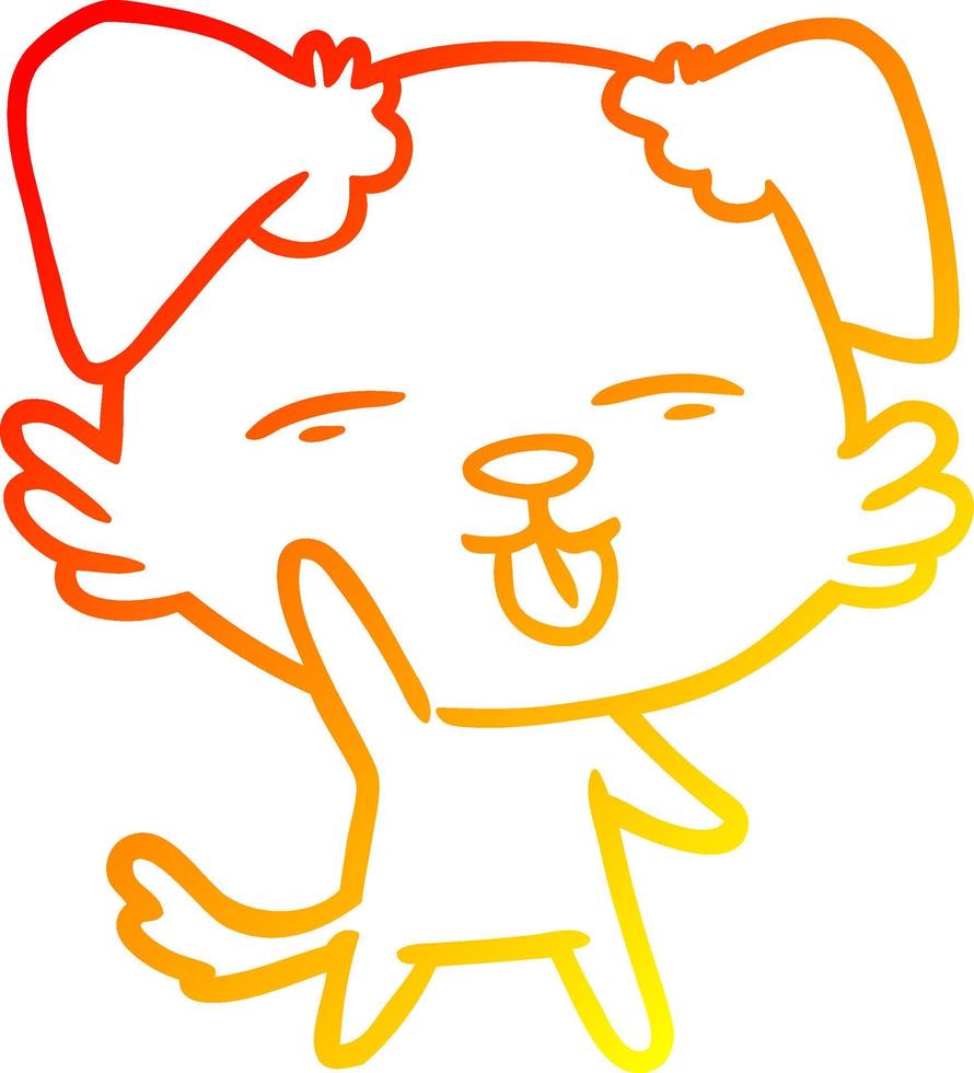 warm gradient line drawing cartoon dog sticking out tongue vector