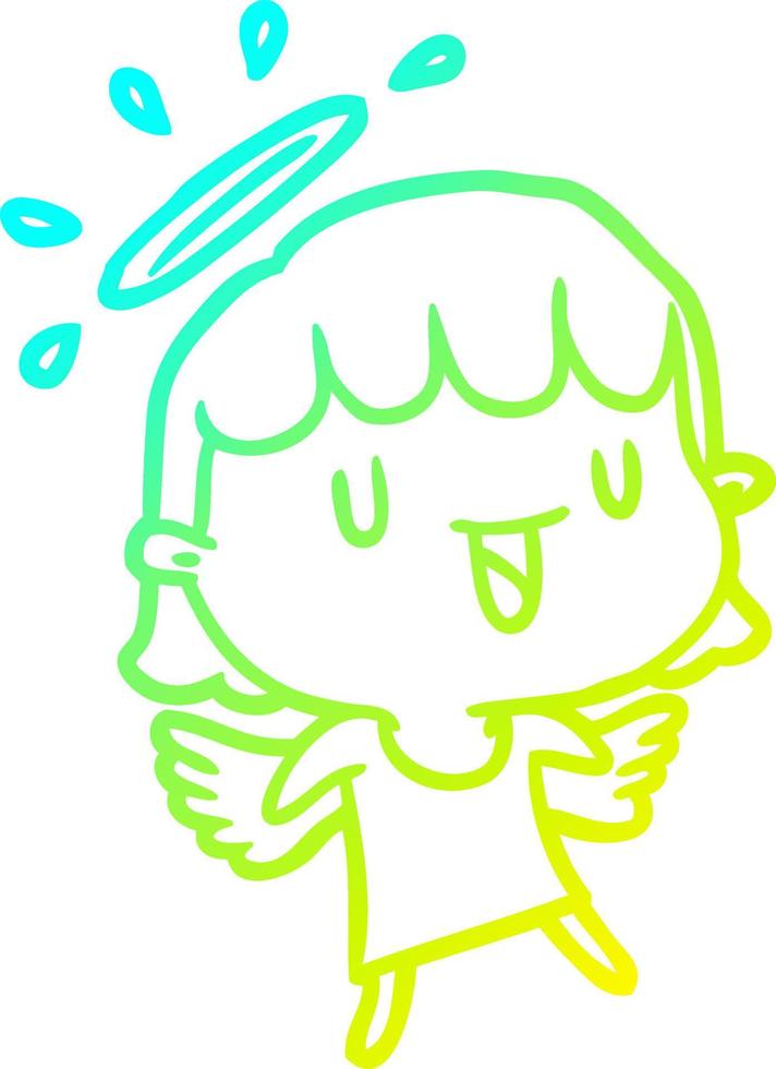 cold gradient line drawing cute angel vector