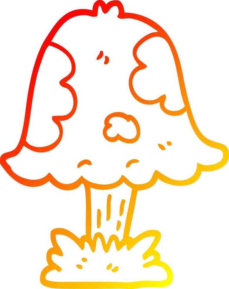 warm gradient line drawing cartoon mushroom vector