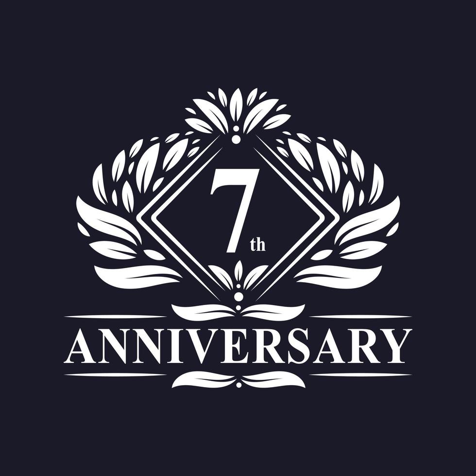 7 years Anniversary Logo, Luxury floral 7th anniversary logo. vector